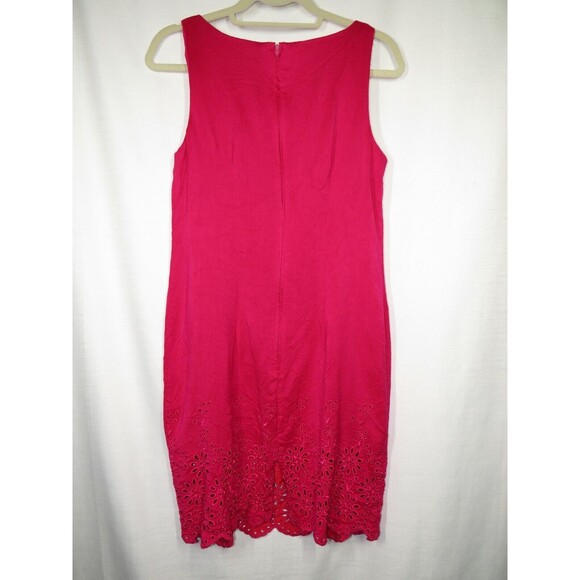 Vintage Miss Scarlett Fuchsia Floral Embroidered Cut Out Scalloped Dress Size 10 - Picture 9 of 13